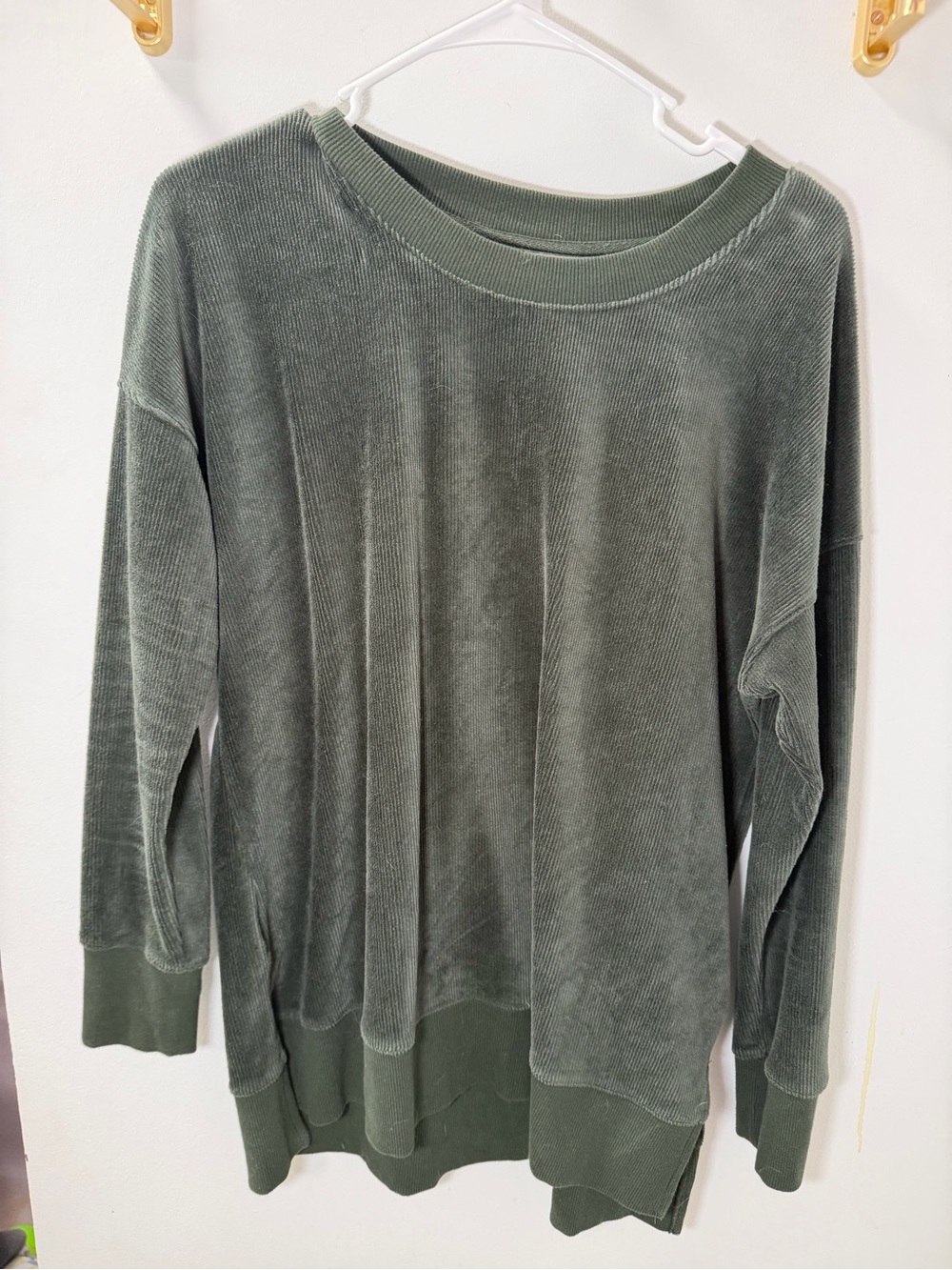 Forest Green Corduroy Crewneck Sweater - M
